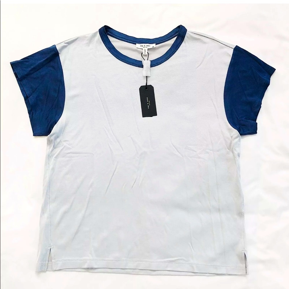 🔥Rag & Bone 🔥Colorblocked Penny T-Shirt Blue cotton viscose